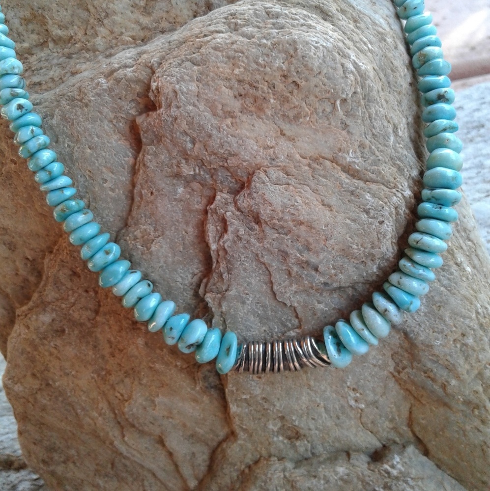 Sterling silver,  genuine TURQUOISE necklace - Picture 8 of 8